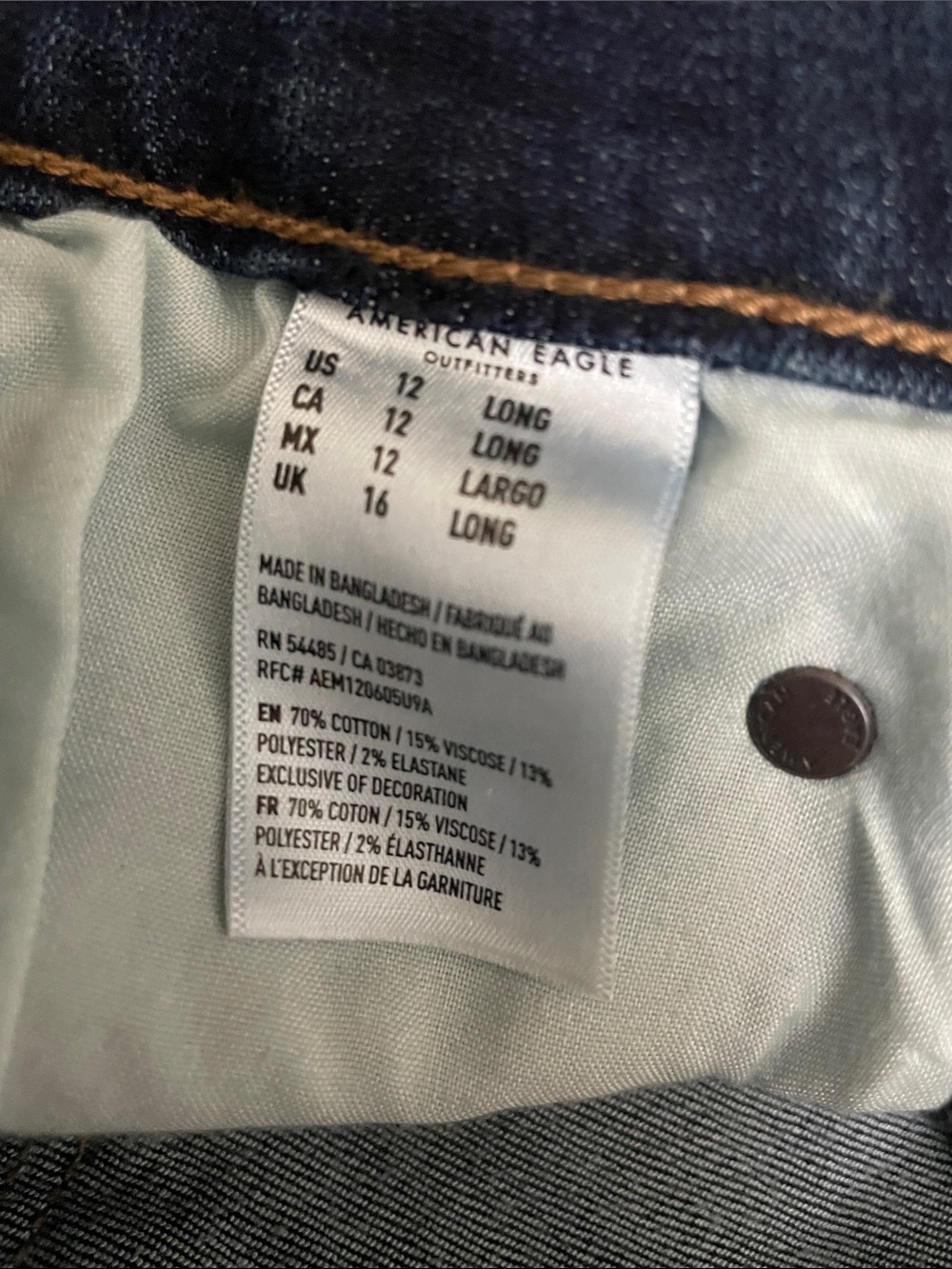American Eagle Super Stretch Hi Rise Artist Flare Jeans size 12 Long - Picture 8 of 9